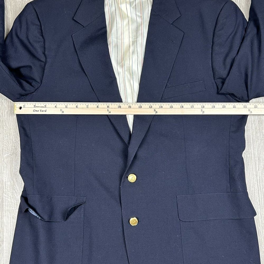 Vintage Cricketeer USA Mens Gold Buttons Blue Blazer Sport Coat Jacket 100% Wool - Picture 10 of 12